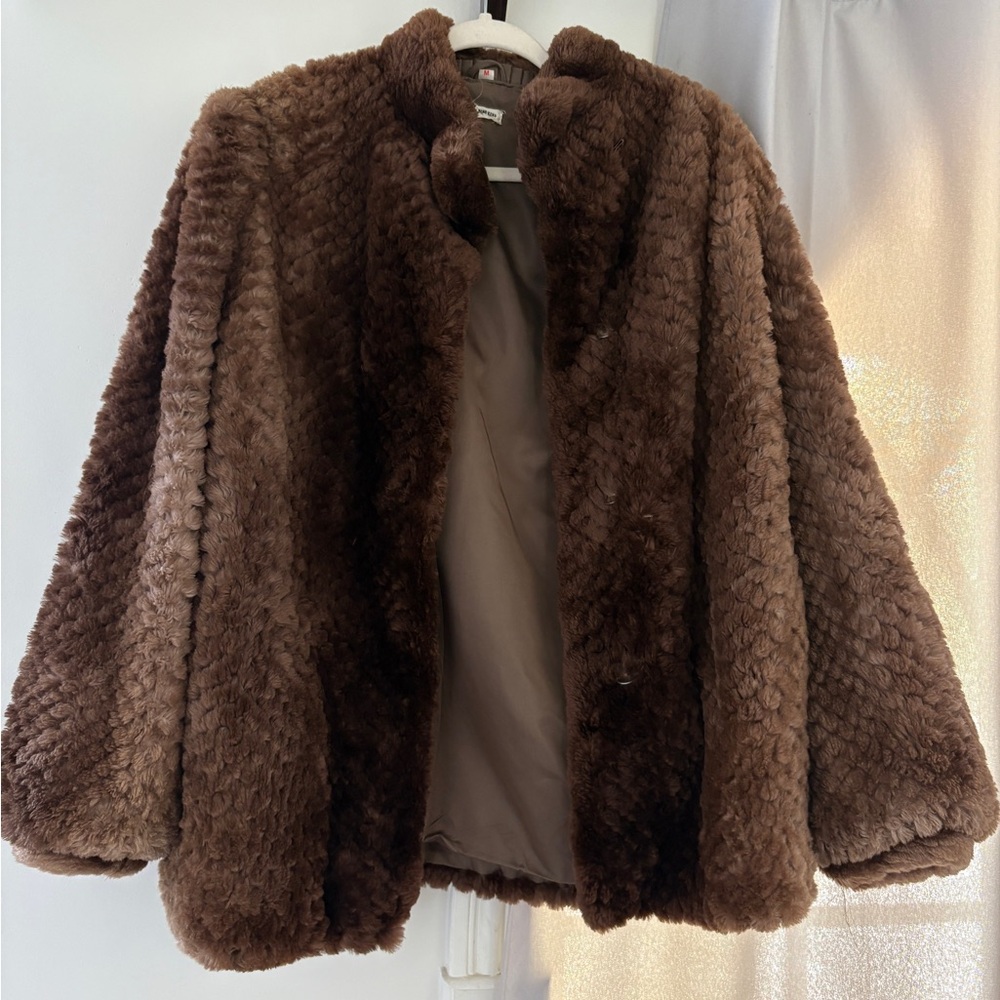Brown Faux Fur Women's Coat